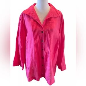 Jones New York Collection Woman 100% Linen‎ Button
Shirt Women's 24W Plus
Pink